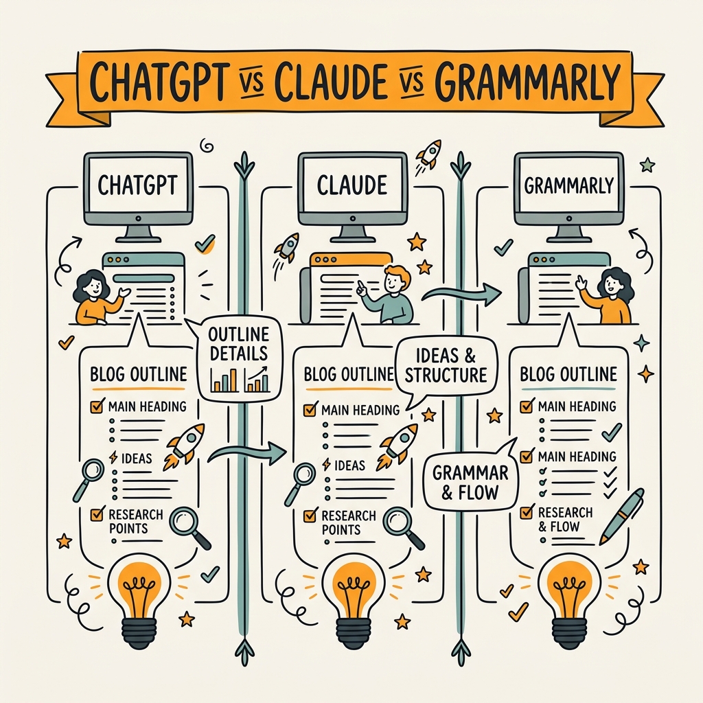 ChatGPT vs Claude vs Grammarly: Free Outline Generation Compared