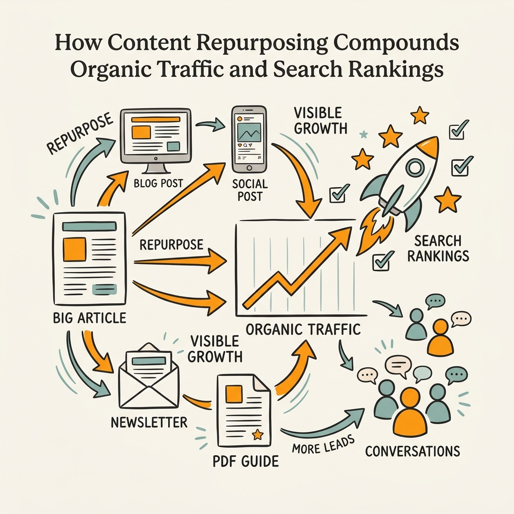 How Content Repurposing Compounds Organic Traffic and Search Rankings