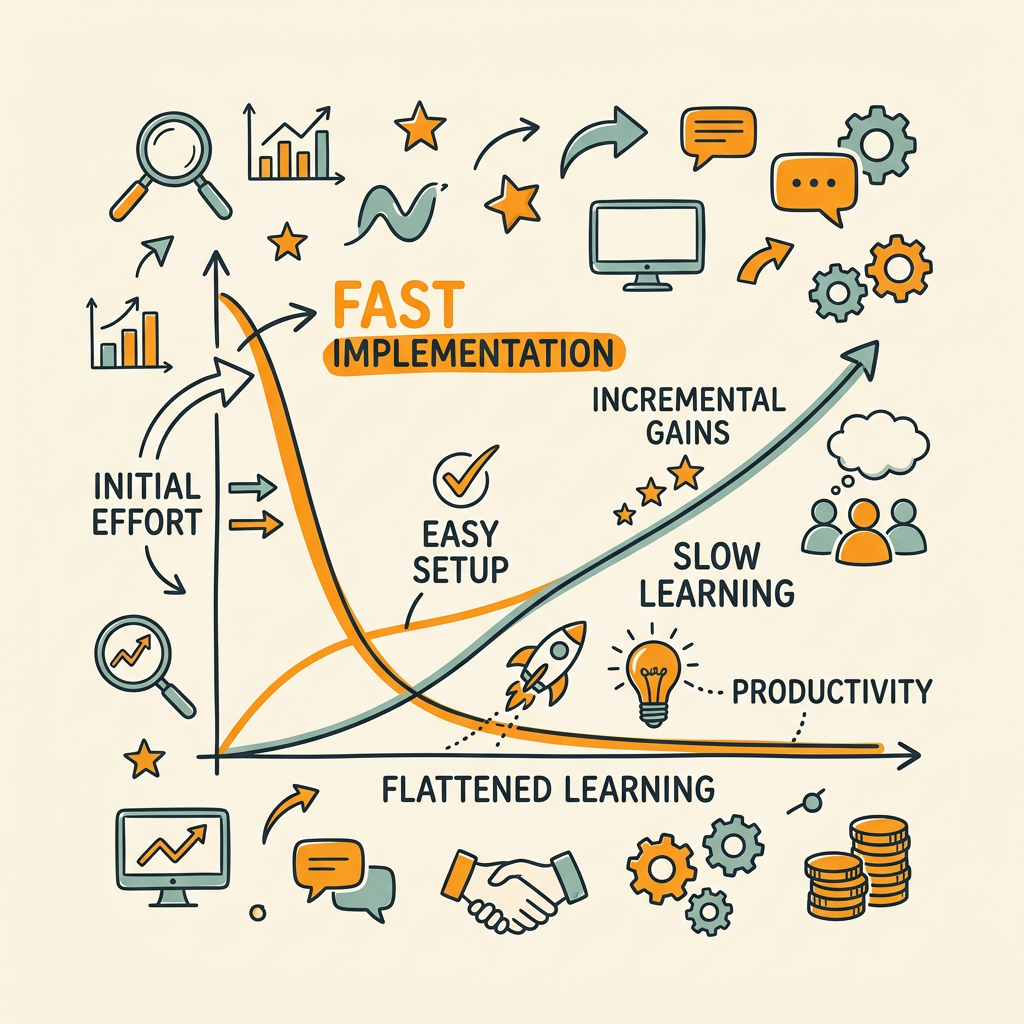 How Do Implementation and Learning Curves Compare?