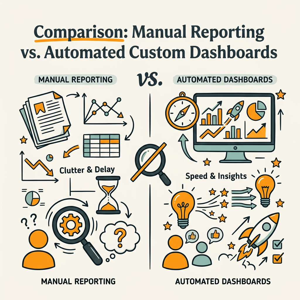 Comparison: Manual Reporting vs. Automated Custom Dashboards