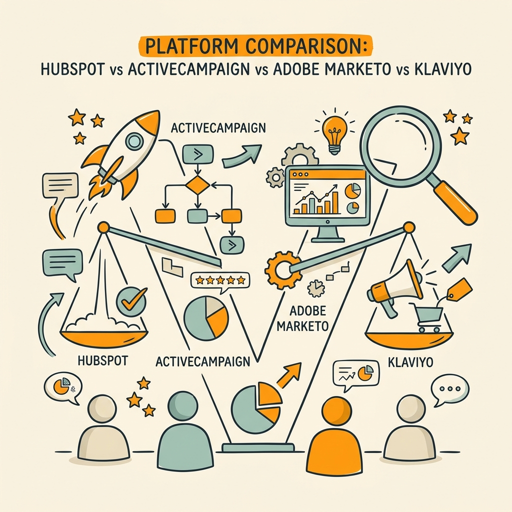 Platform Comparison: HubSpot vs ActiveCampaign vs Adobe Marketo vs Klavioy