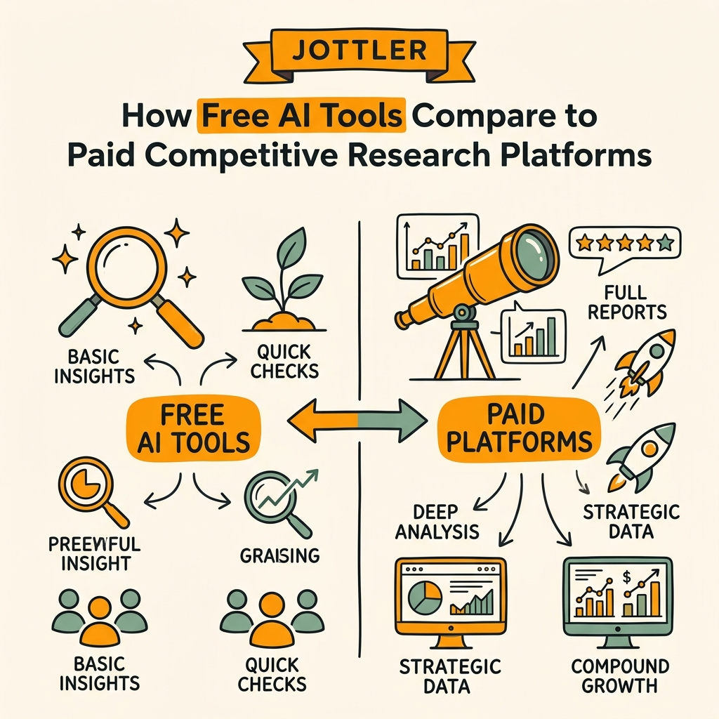 How Free AI Tools Compare to Paid Competitive Research Platforms