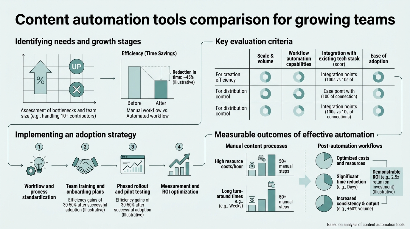 Content Automation Tools Comparison for Growing Teams infographic