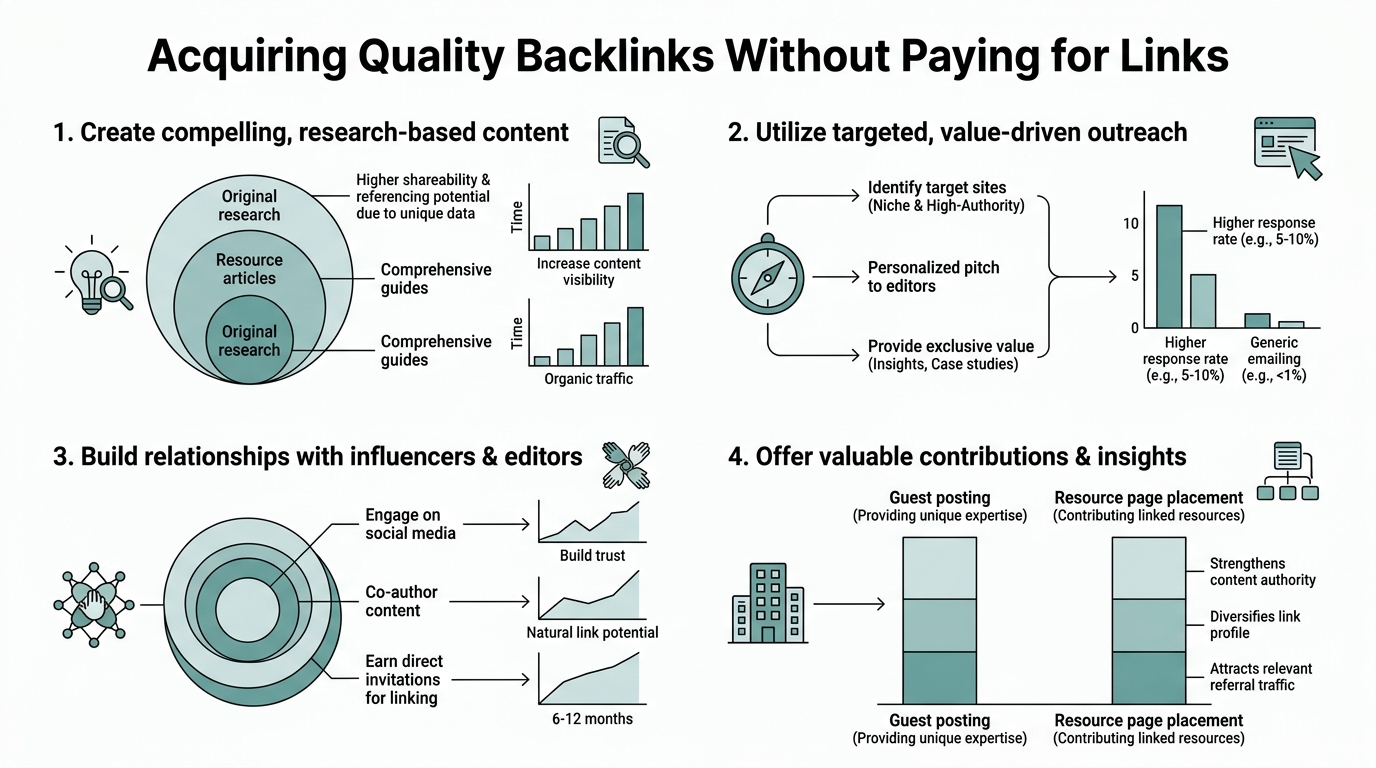 How to Acquire Quality Backlinks Without Paying for Links infographic