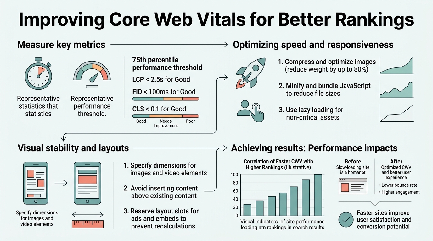 Improving Core Web Vitals for Better Rankings infographic