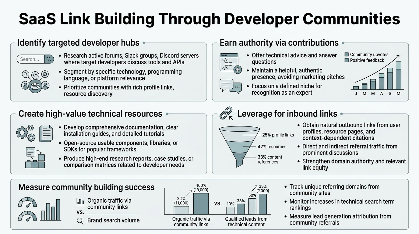 SaaS Link Building Through Developer Communities infographic