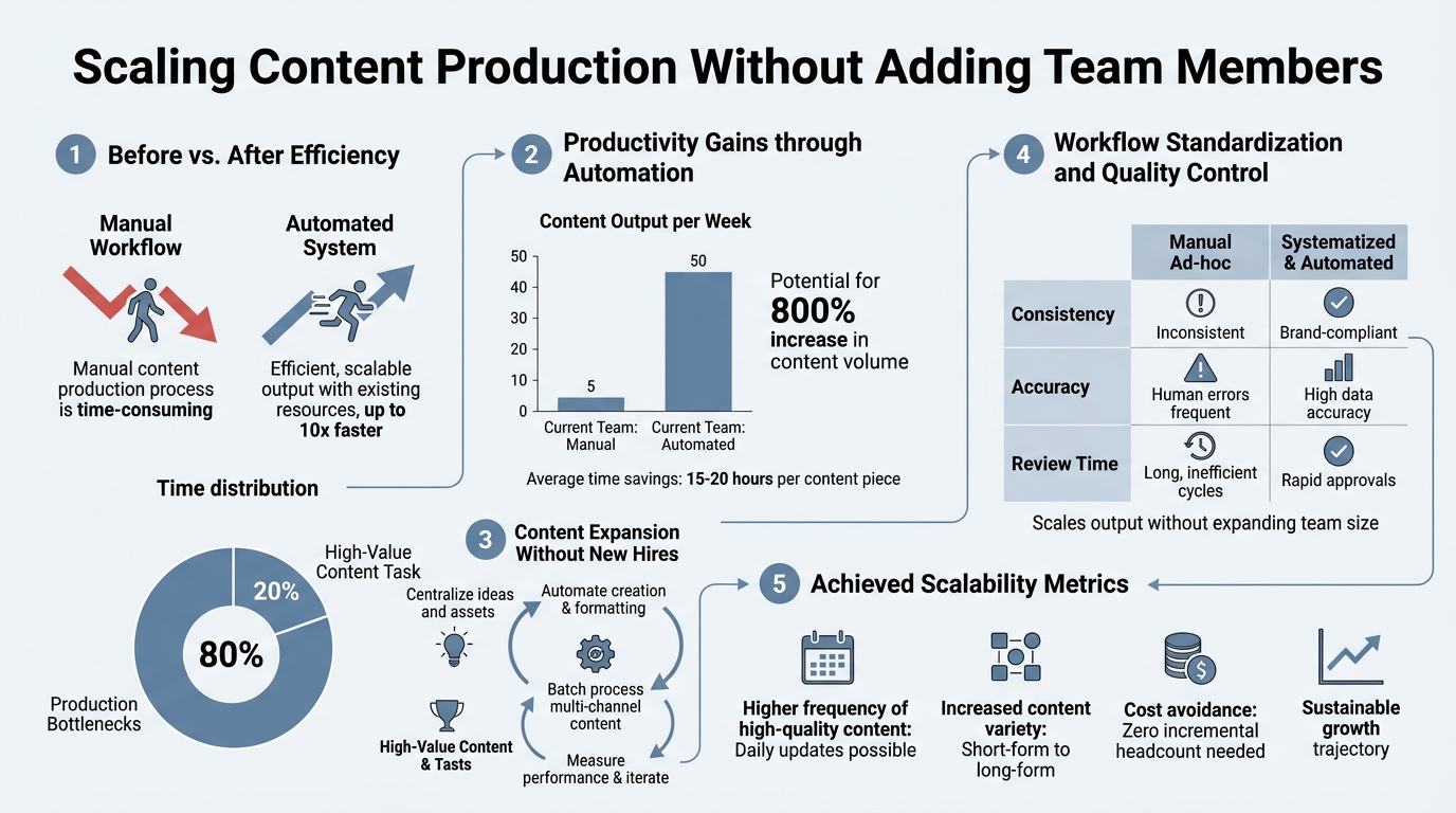 Scaling Content Production Without Adding Team Members infographic