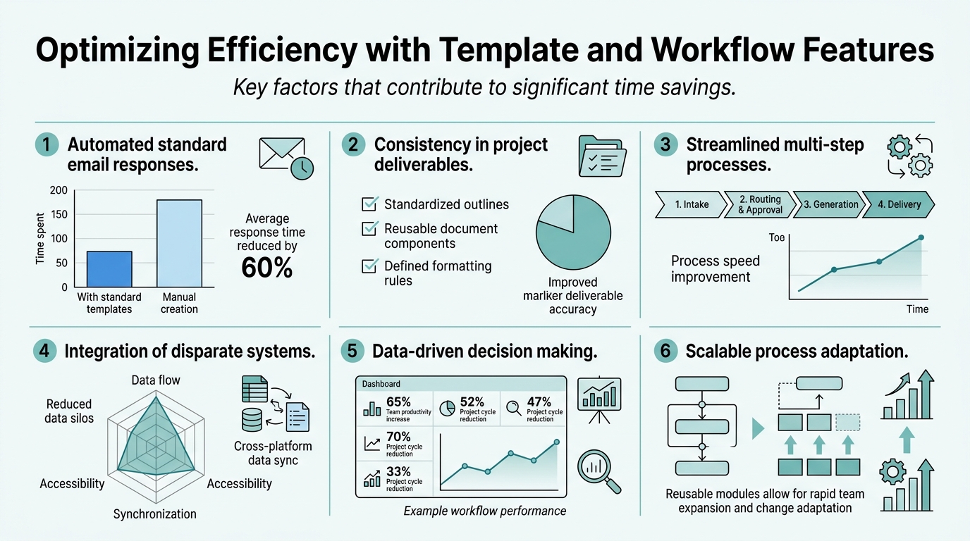 Template and Workflow Features That Save Hours Weekly infographic