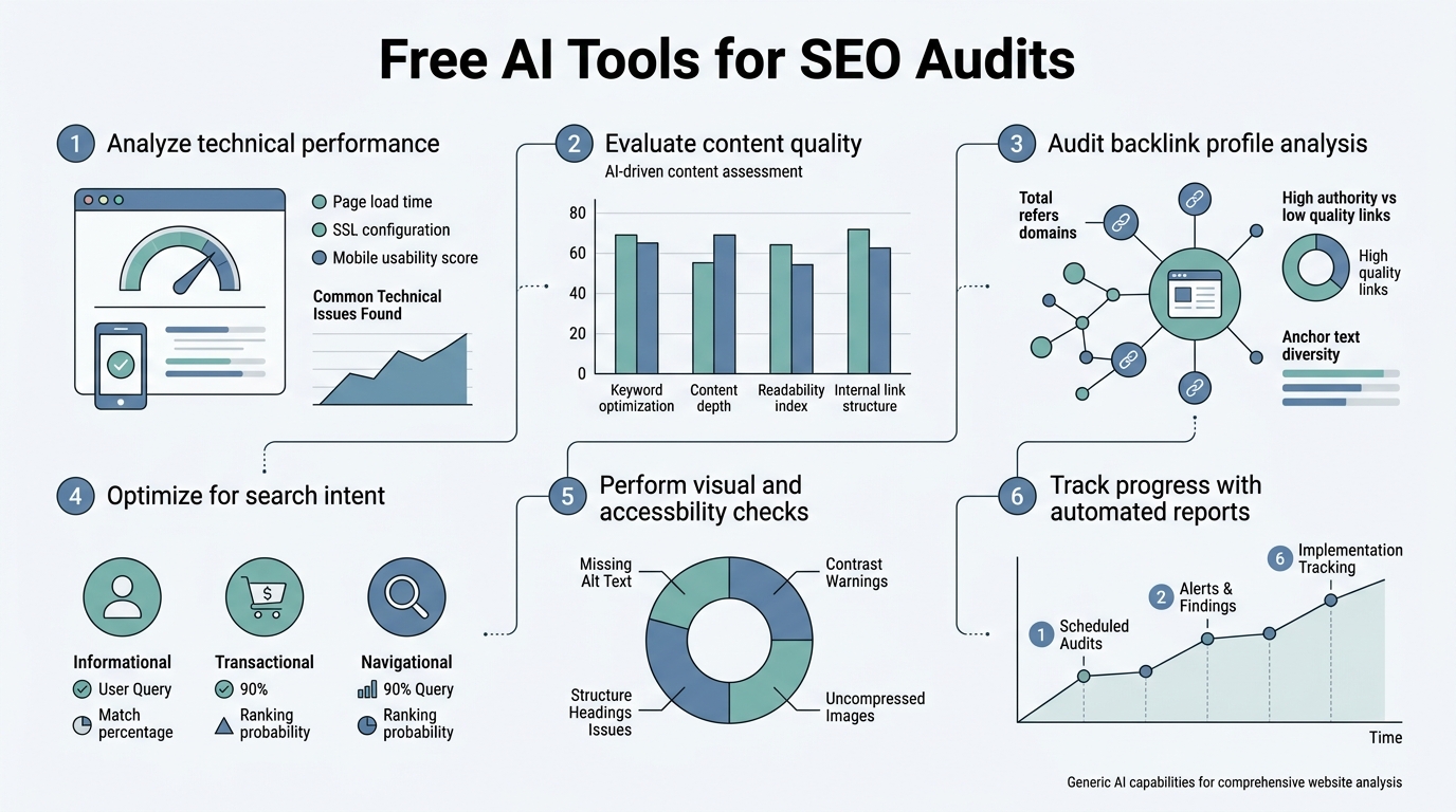 Free AI Tools for SEO Audits infographic