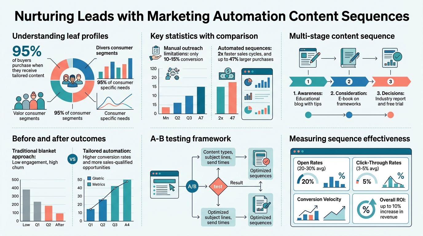 Nurturing Leads with Marketing Automation Content Sequences infographic