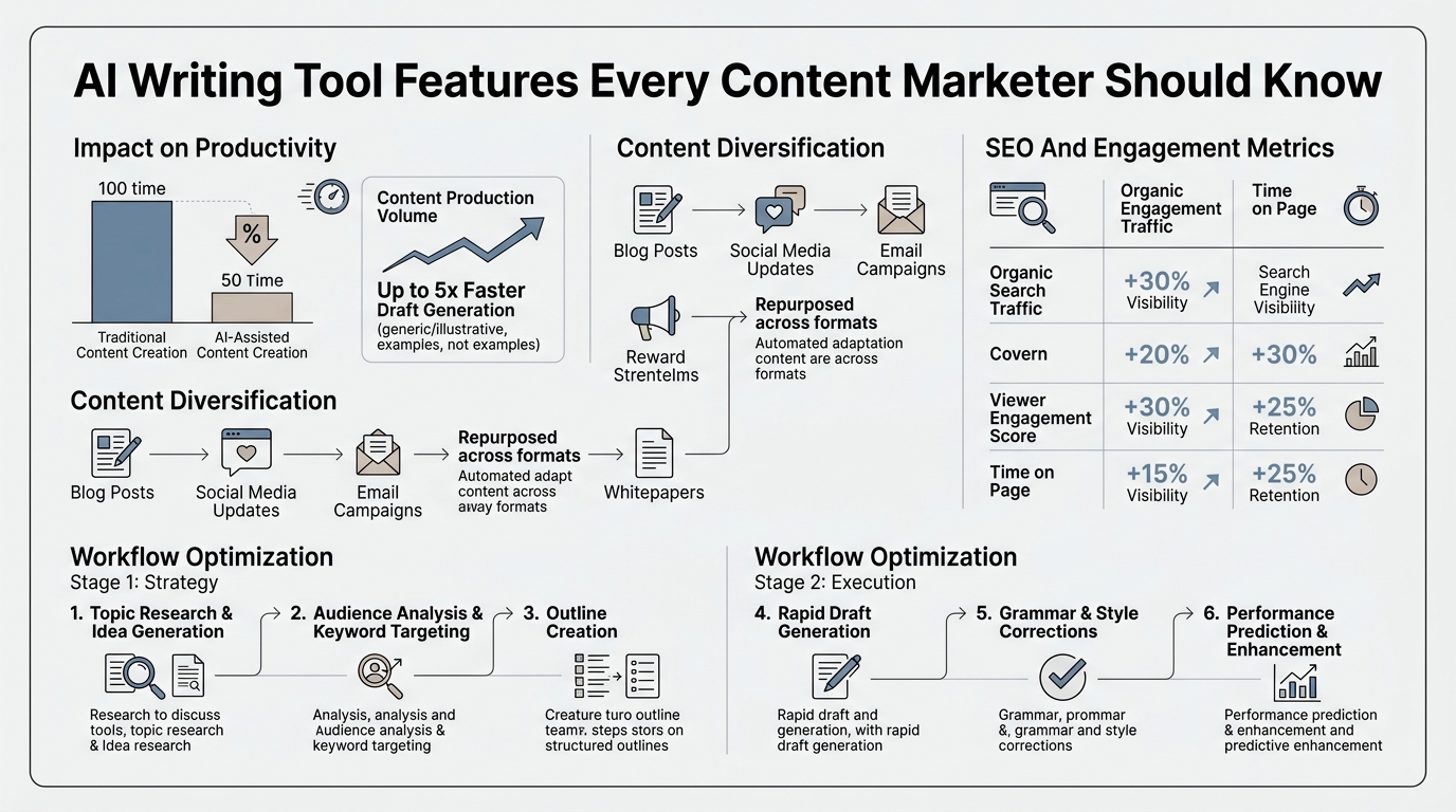 AI Writing Tool Features Every Content Marketer Should Know infographic