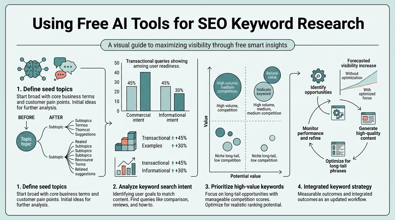 Using Free AI Tools for SEO Keyword Research infographic