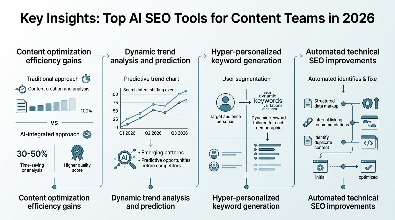 Top AI SEO Tools for Content Teams in 2026 infographic