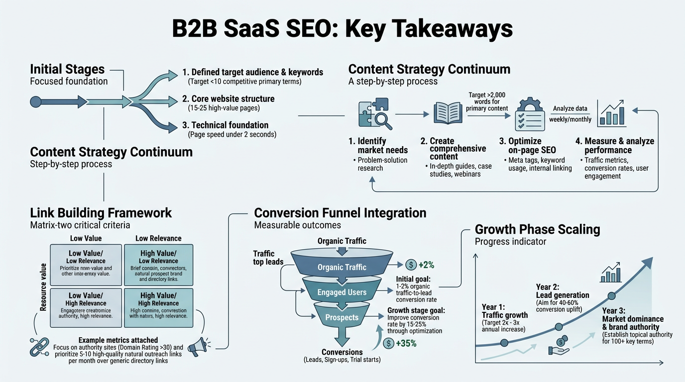 B2B SaaS SEO: From Day One to Growth Stage infographic