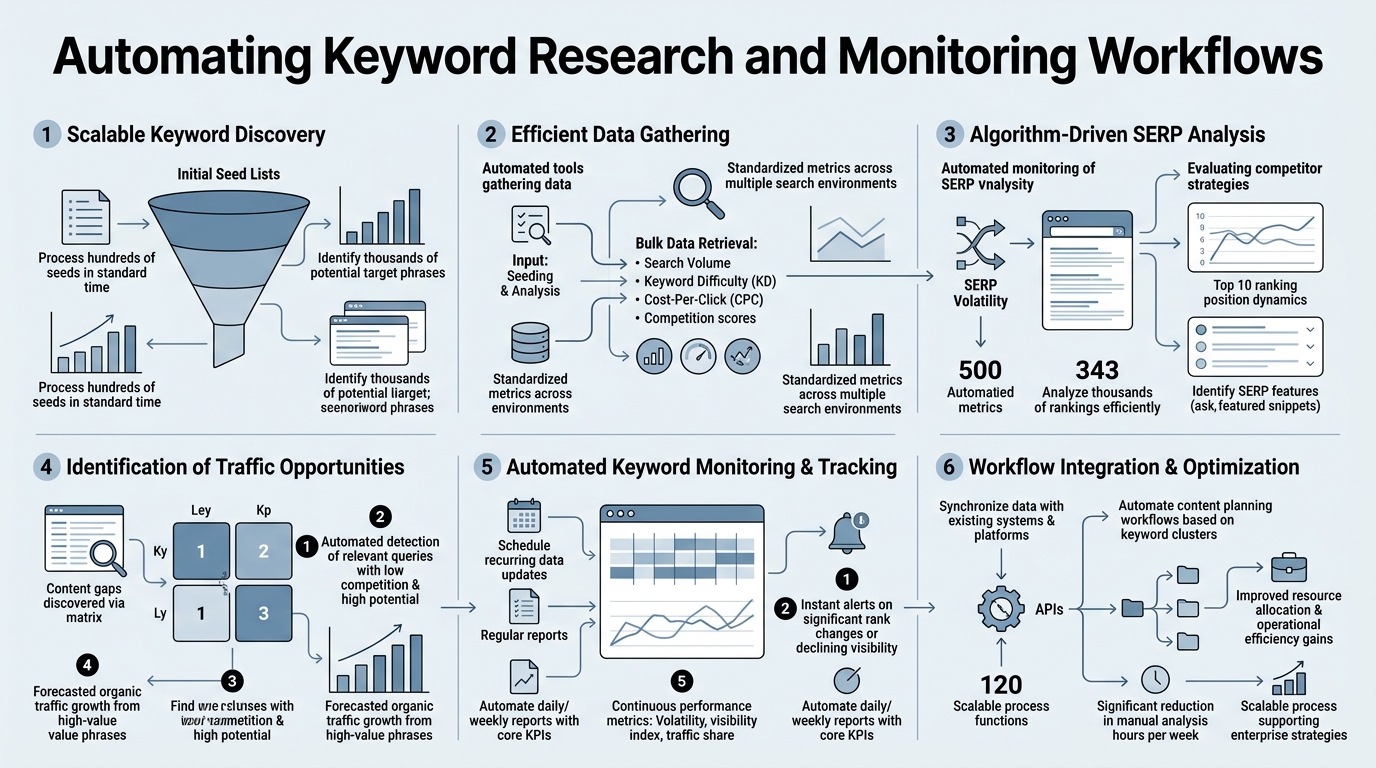 Automating Keyword Research and Monitoring Workflows infographic