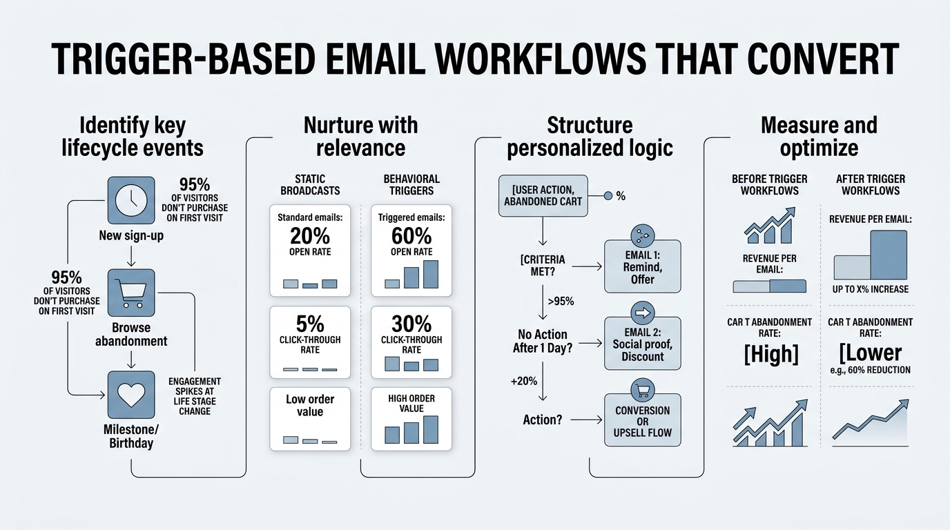 Trigger-Based Email Workflows That Convert infographic