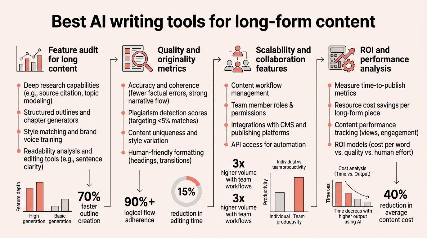 Best AI Writing Tools for Long-Form Content infographic