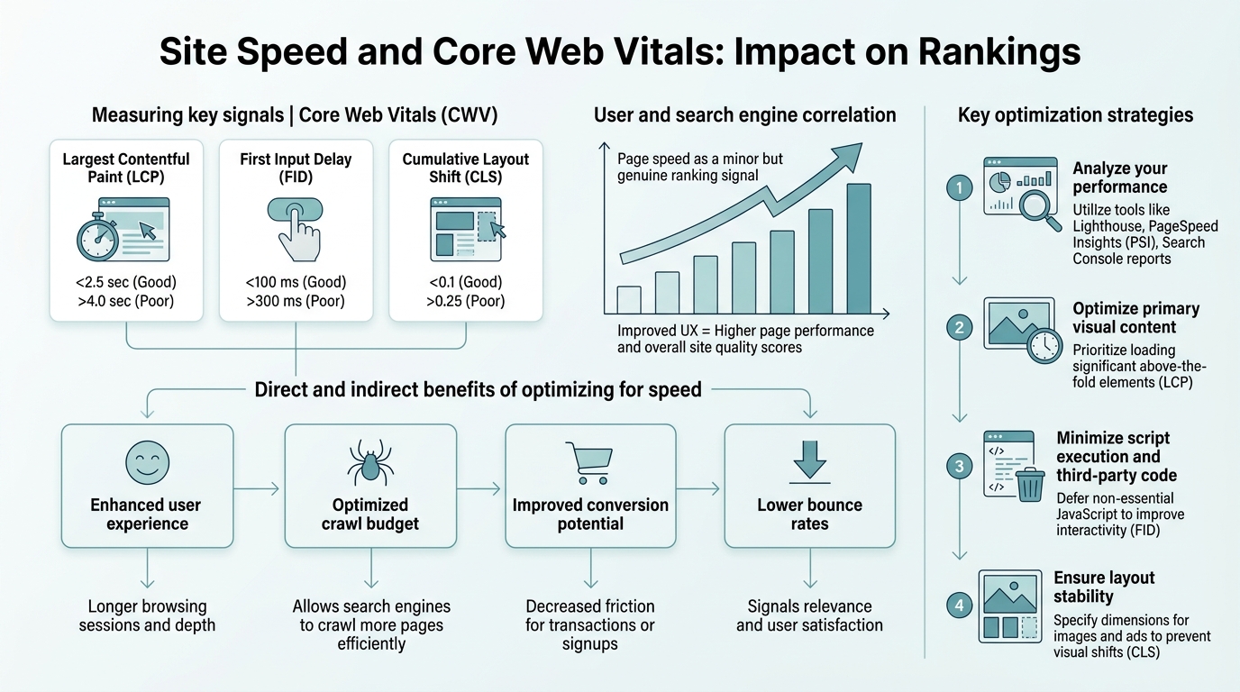 Site Speed and Core Web Vitals: Impact on Rankings infographic