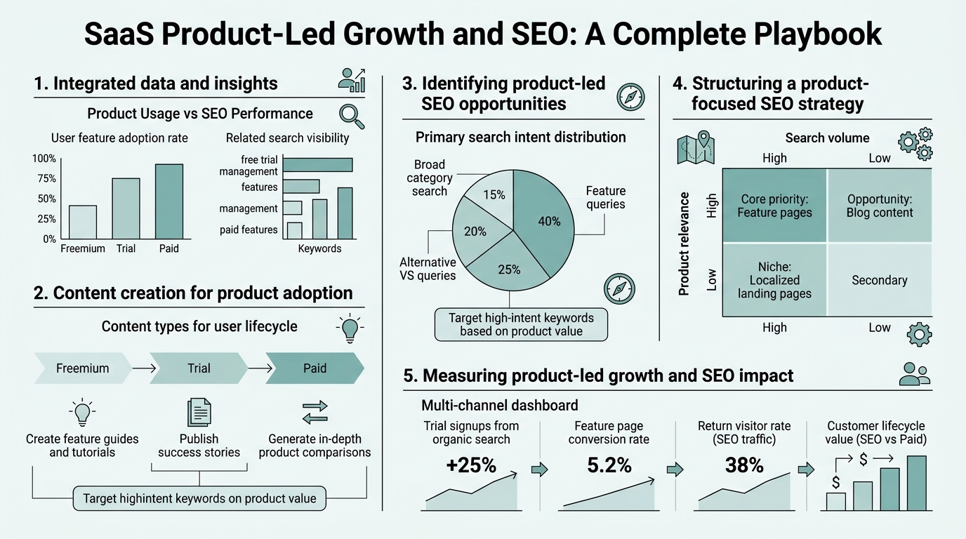 SaaS Product-Led Growth and SEO: A Complete Playbook infographic