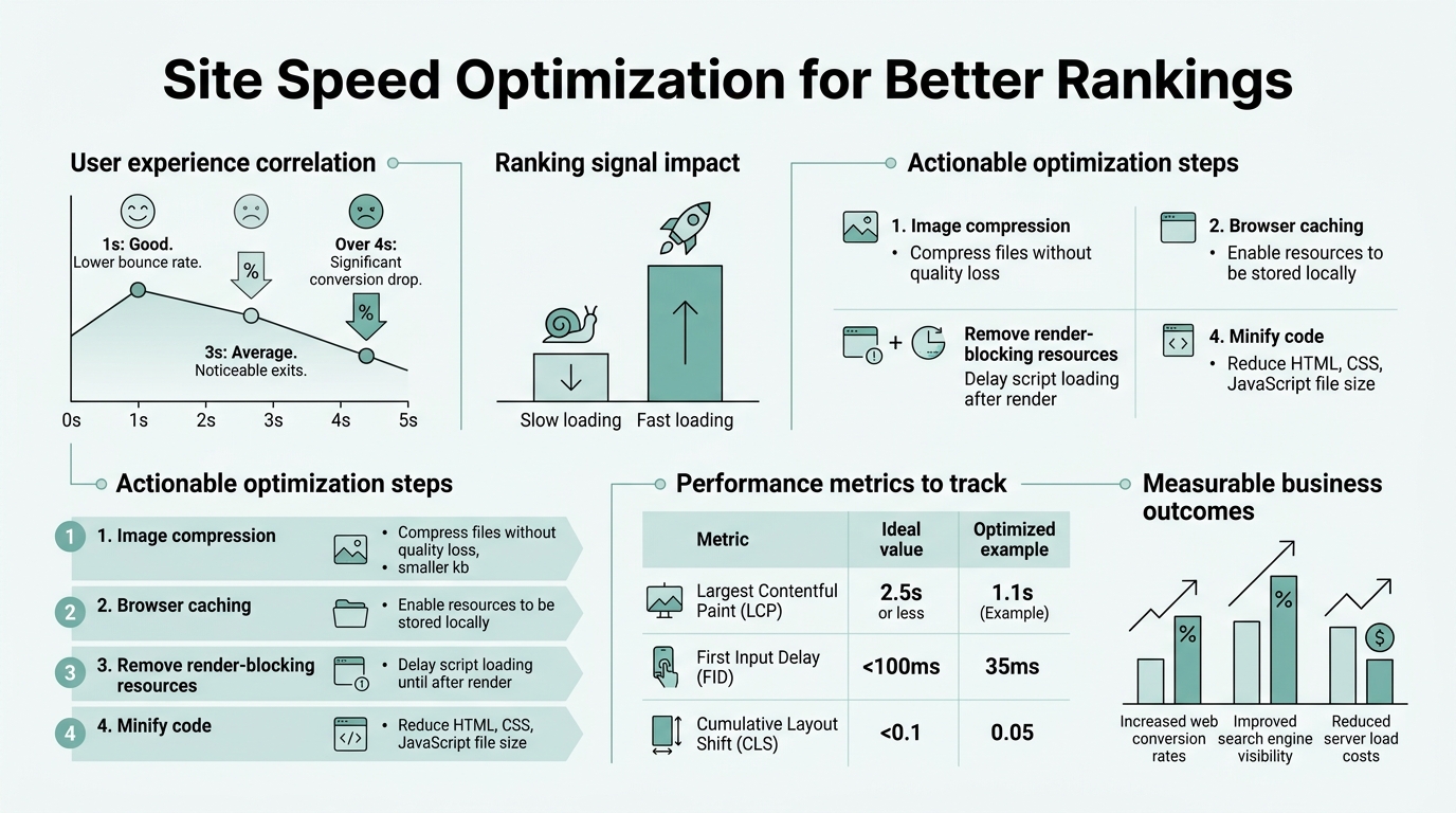 Site Speed Optimization for Better Rankings infographic