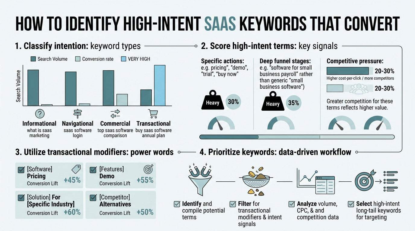 How to Identify High-Intent SaaS Keywords That Convert infographic
