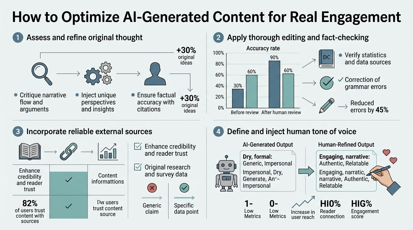 How to Optimize AI-Generated Content for Real Engagement infographic