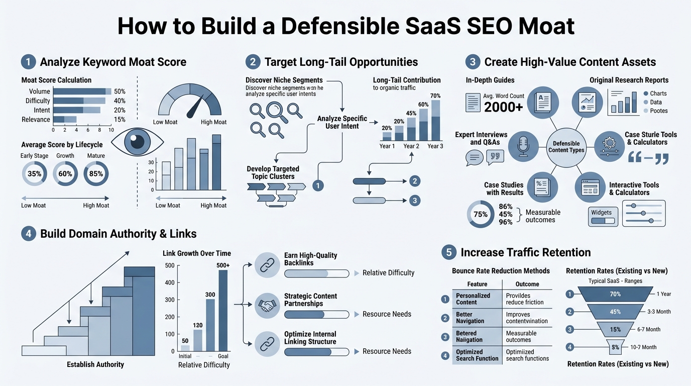 How to Build a Defensible SaaS SEO Moat infographic