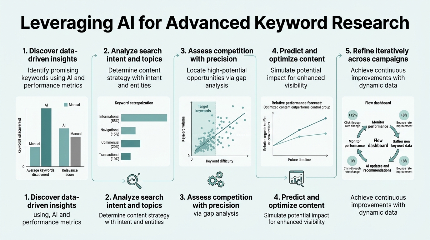Leveraging AI for Advanced Keyword Research infographic