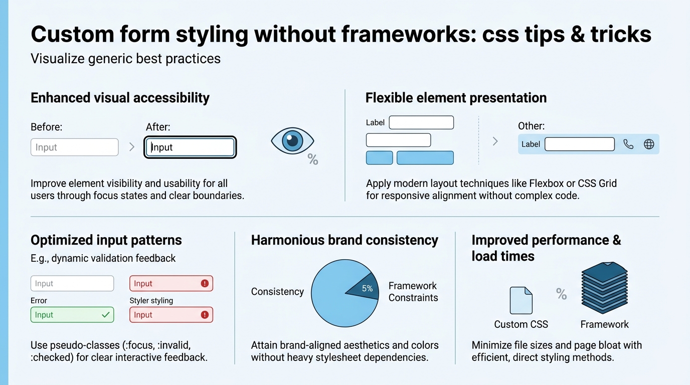 Custom Form Styling Without Frameworks: CSS Tips & Tricks infographic