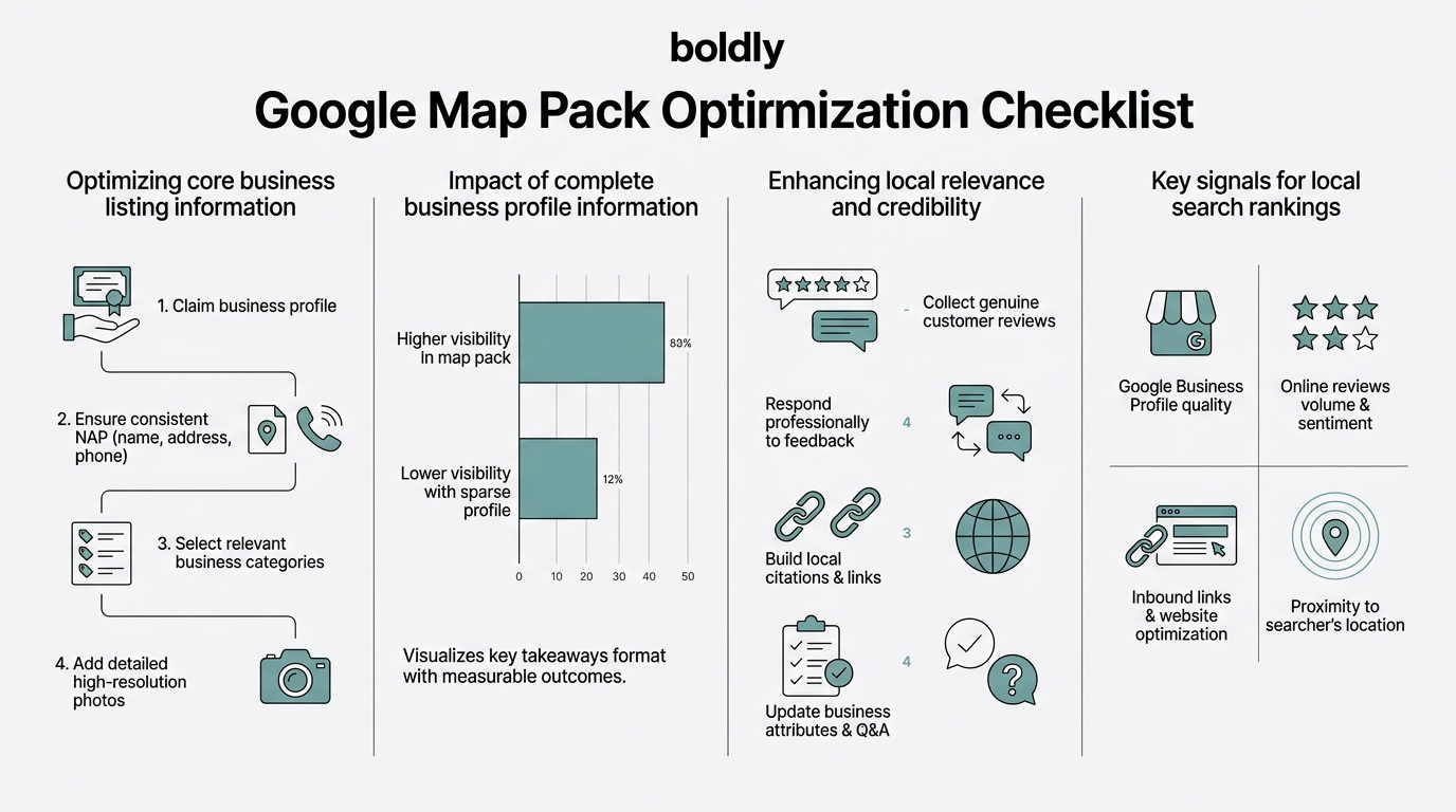 Google Map Pack Optimization Checklist infographic