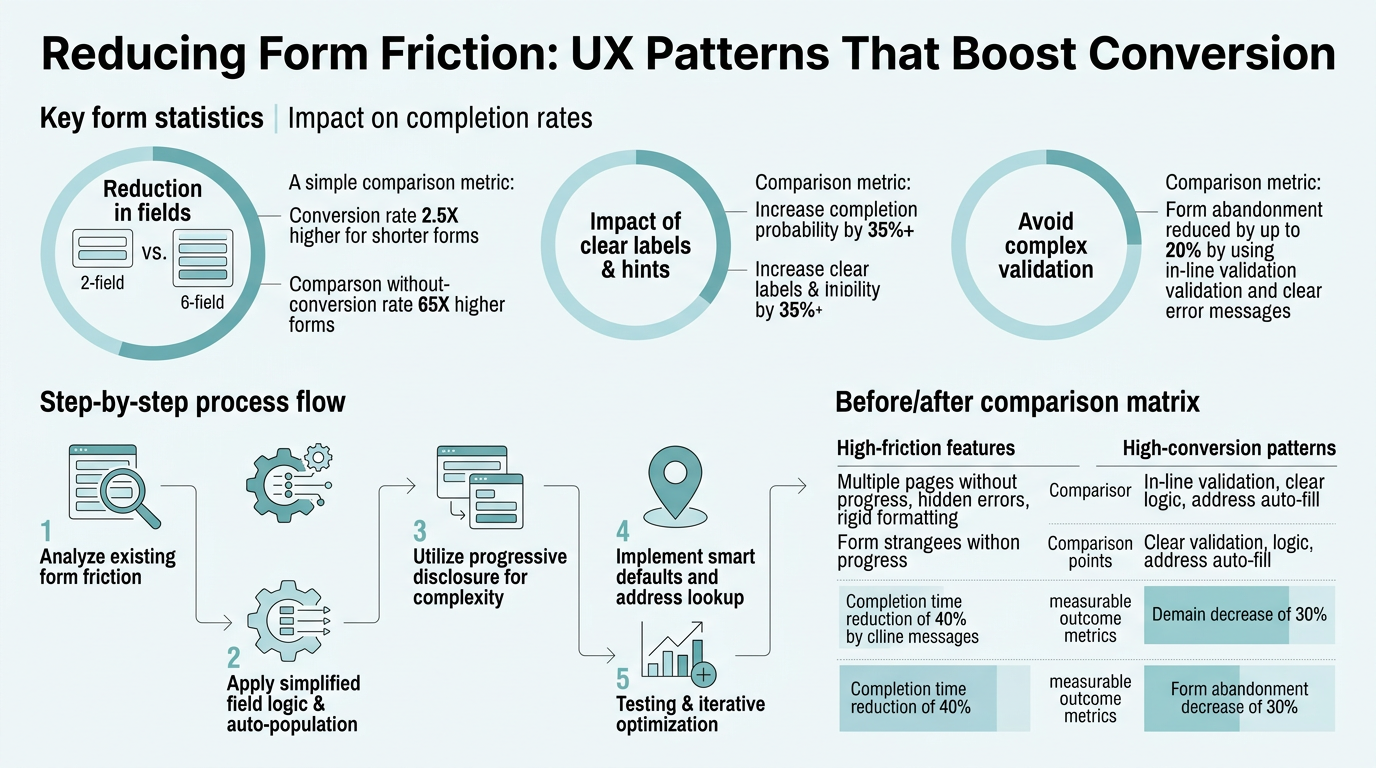 Reducing Form Friction: UX Patterns That Boost Conversion infographic