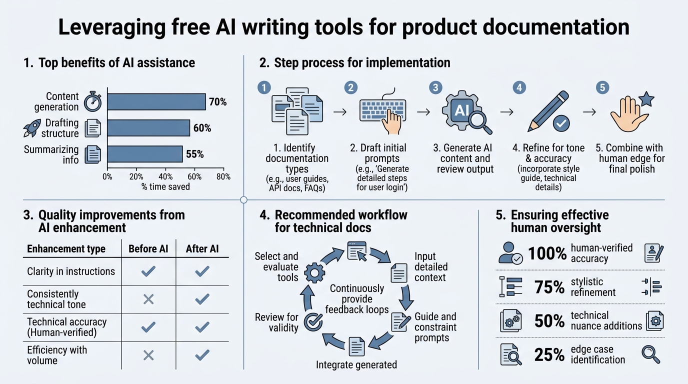 Free AI Writing Tools for Product Documentation infographic