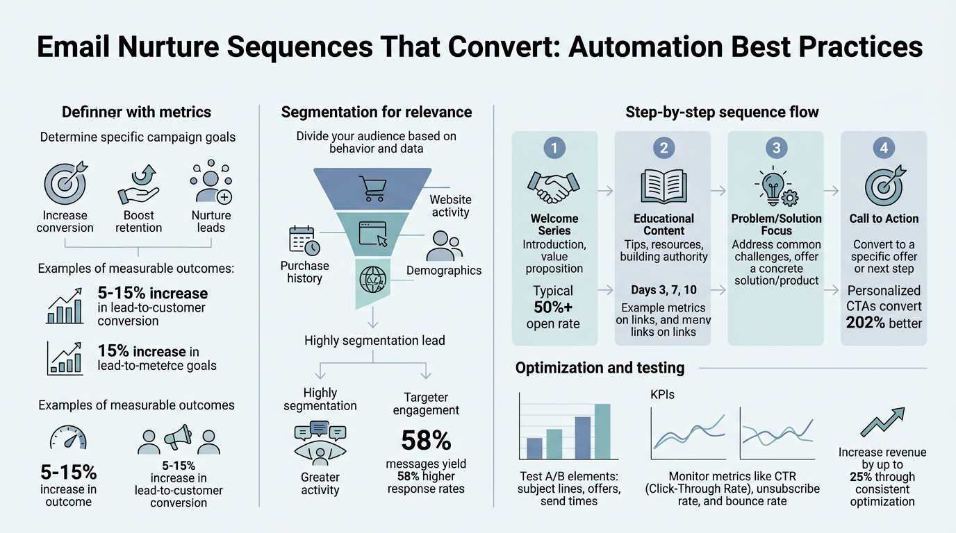 Email Nurture Sequences That Convert: Automation Best Practices infographic