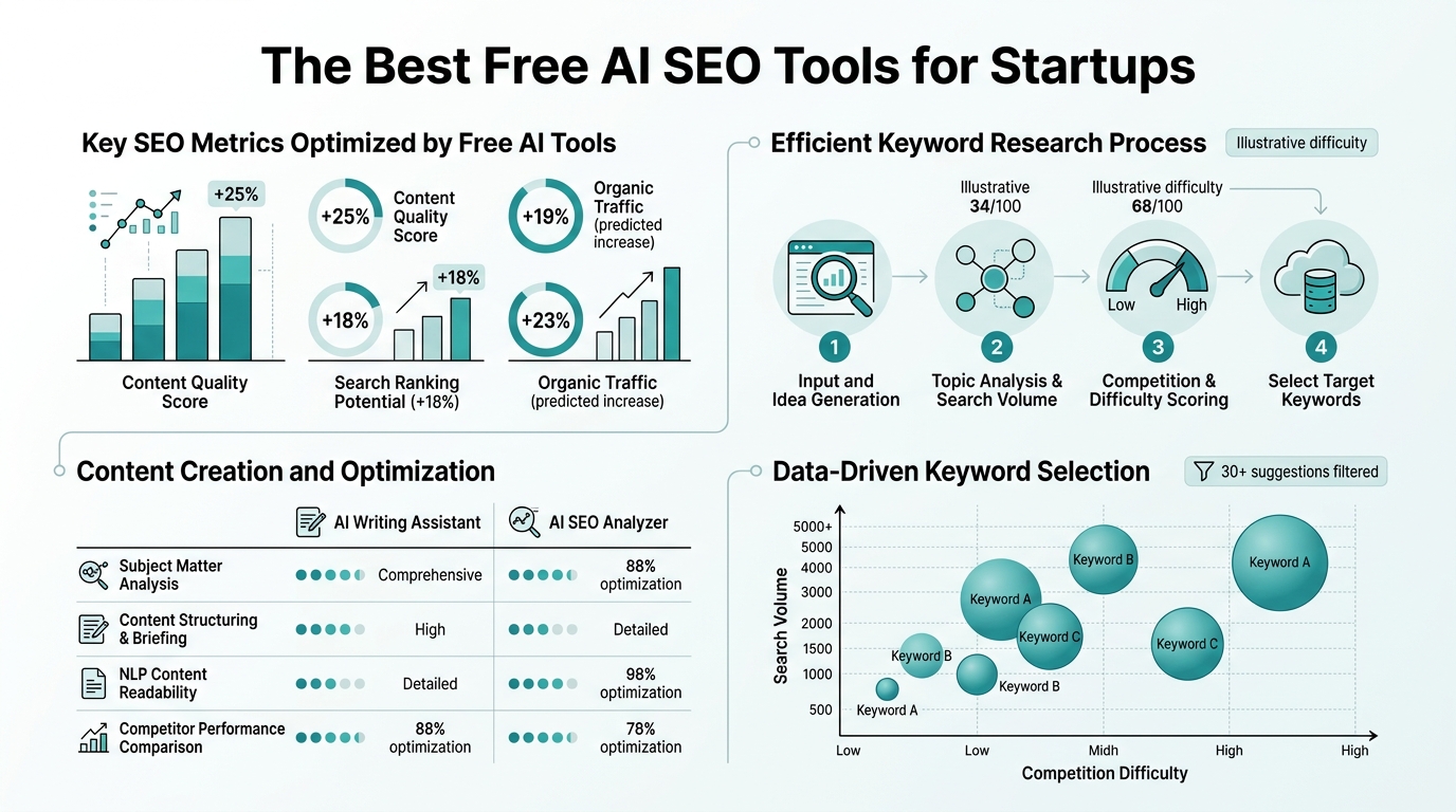 The Best Free AI SEO Tools for Startups infographic