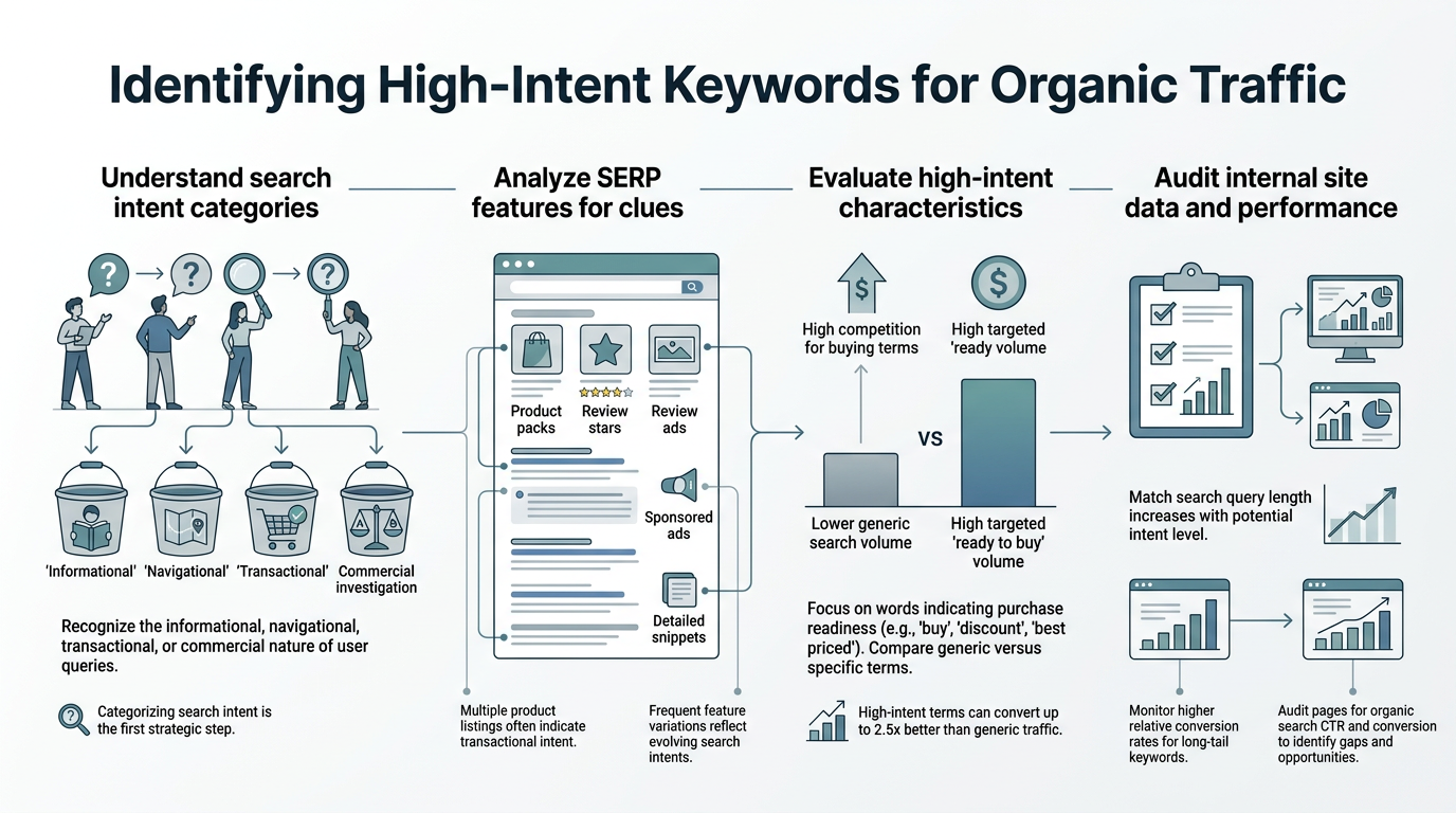 How to Identify High-Intent Keywords for Organic Traffic infographic