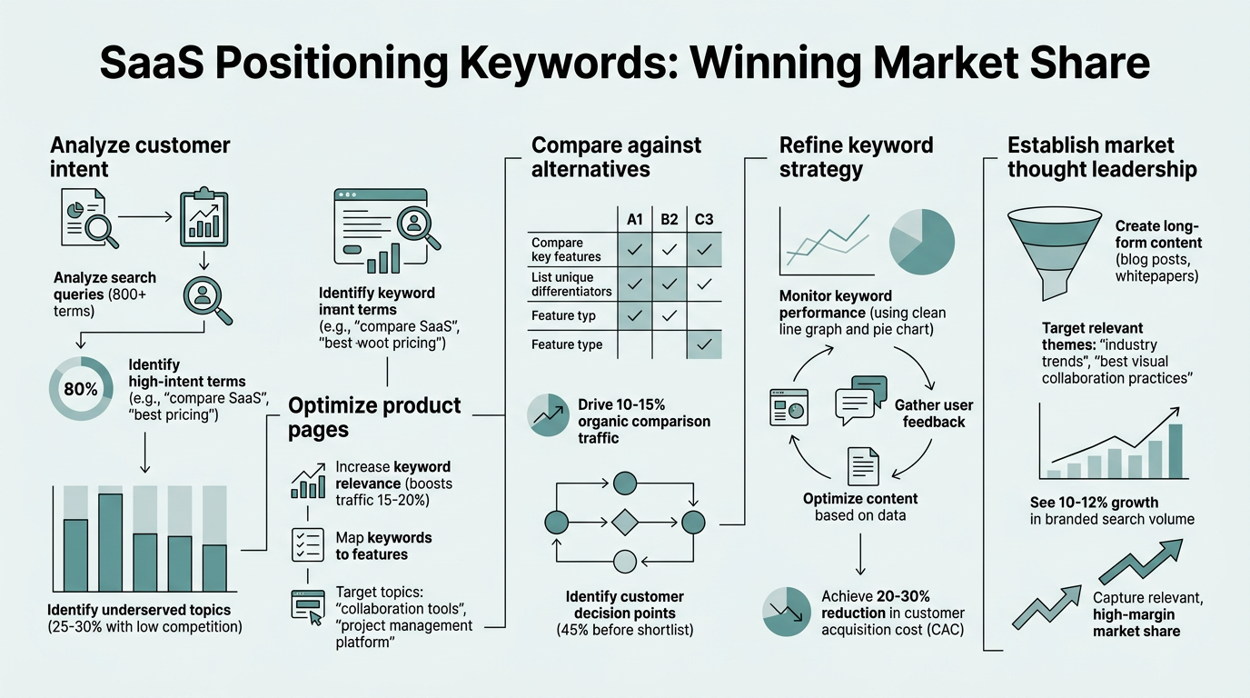 SaaS Positioning Keywords: Win Market Share infographic