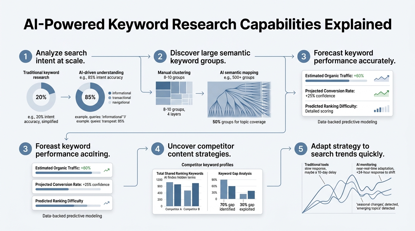 AI-Powered Keyword Research Capabilities Explained infographic