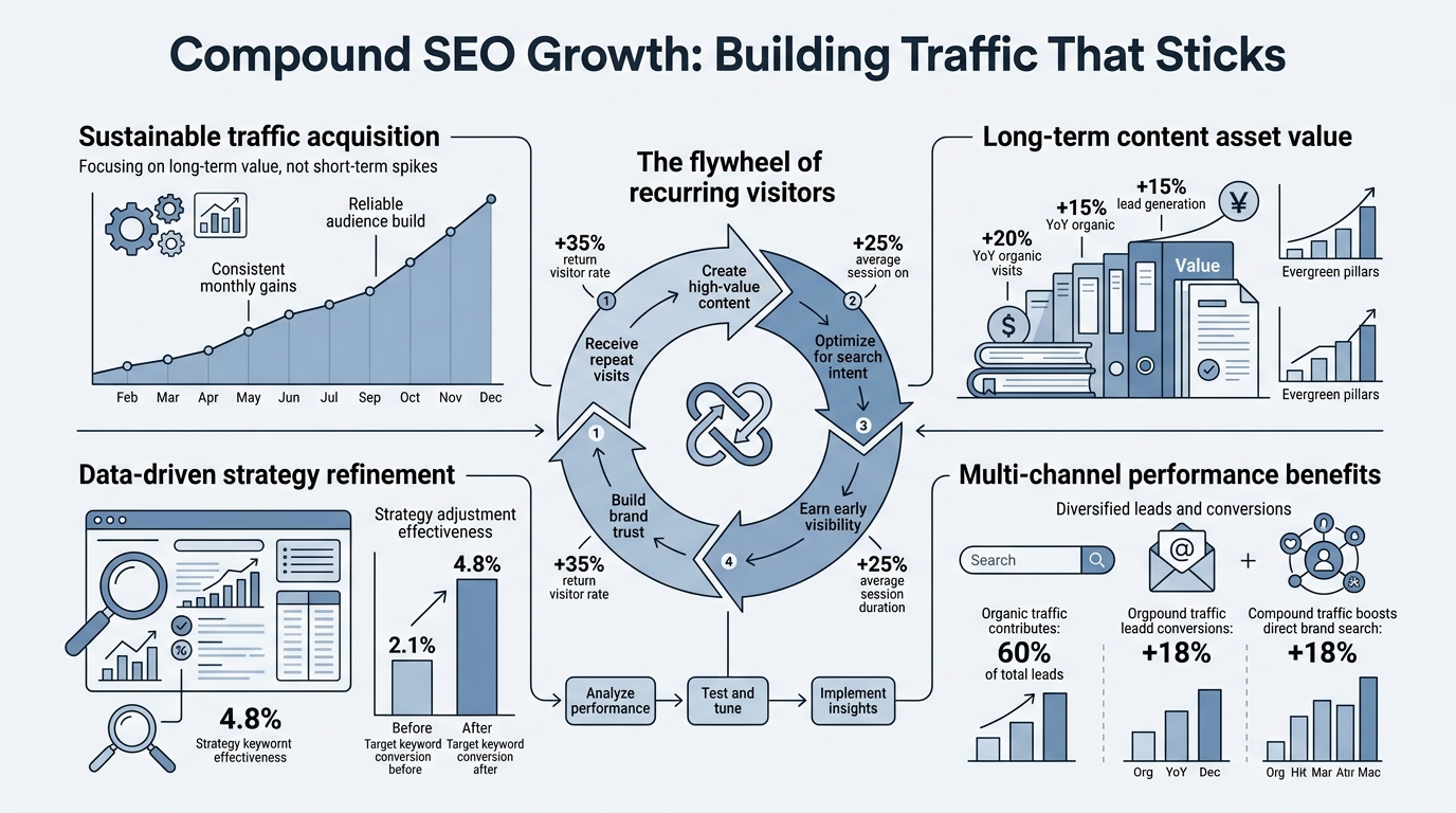 Compound SEO Growth: Building Traffic That Sticks infographic