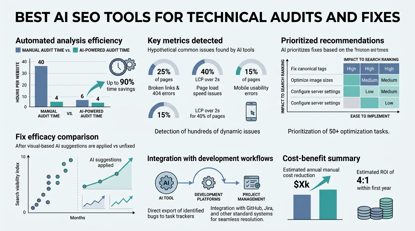 Best AI SEO Tools for Technical Audits and Fixes infographic