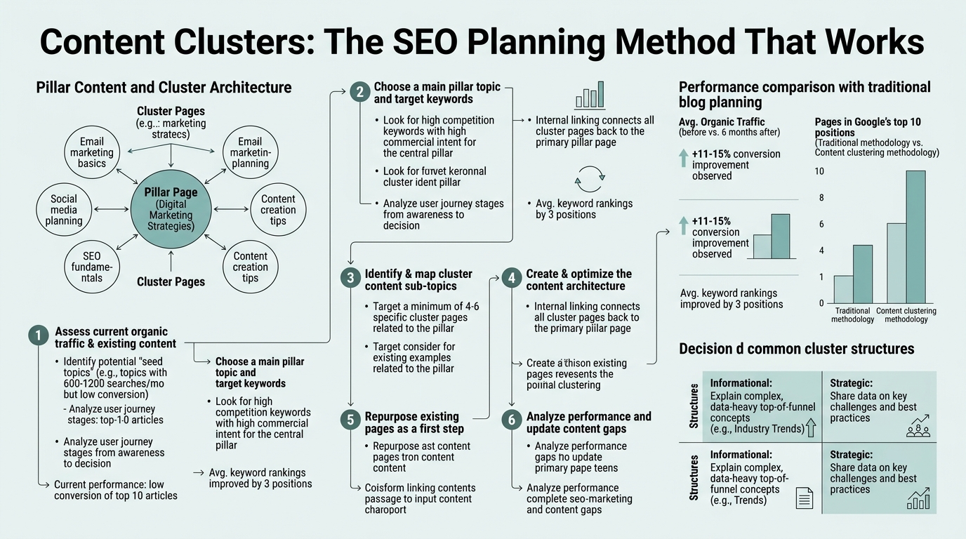 Content Clusters: The SEO Planning Method That Works infographic