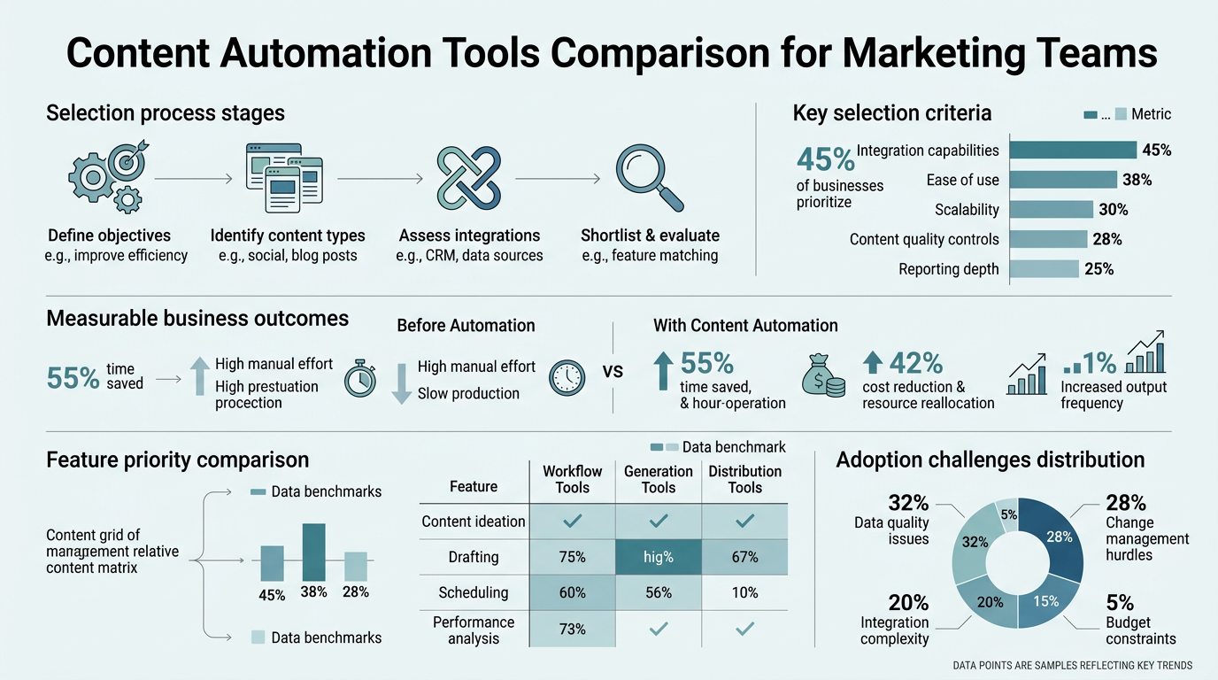 Content Automation Tools Comparison for Marketing Teams infographic