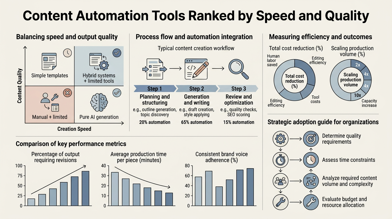 Content Automation Tools Ranked by Speed and Quality infographic