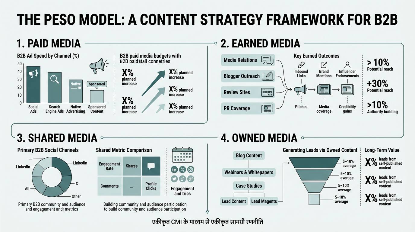 The PESO Model: Content Strategy Framework for B2B infographic