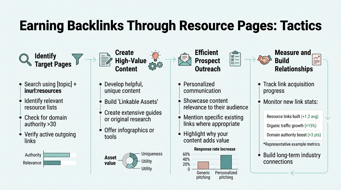 Earning Backlinks Through Resource Pages: Tactics infographic