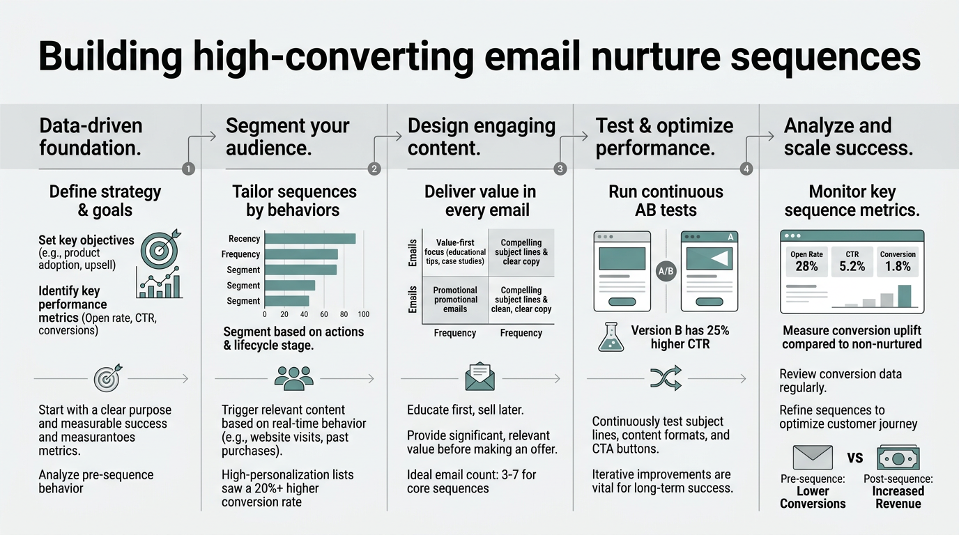 Building High-Converting Email Nurture Sequences infographic