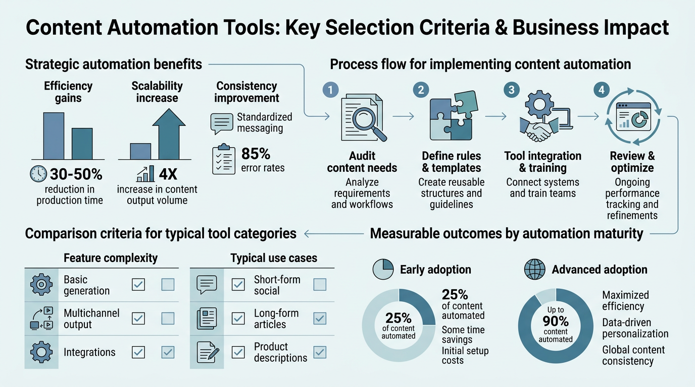 Content Automation Tools Compared: Features & Pricing infographic