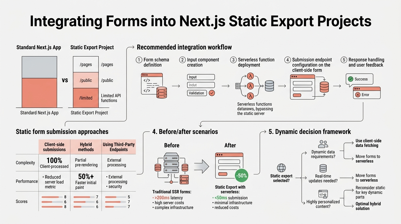 Integrating Forms into Next.js Static Export Projects infographic