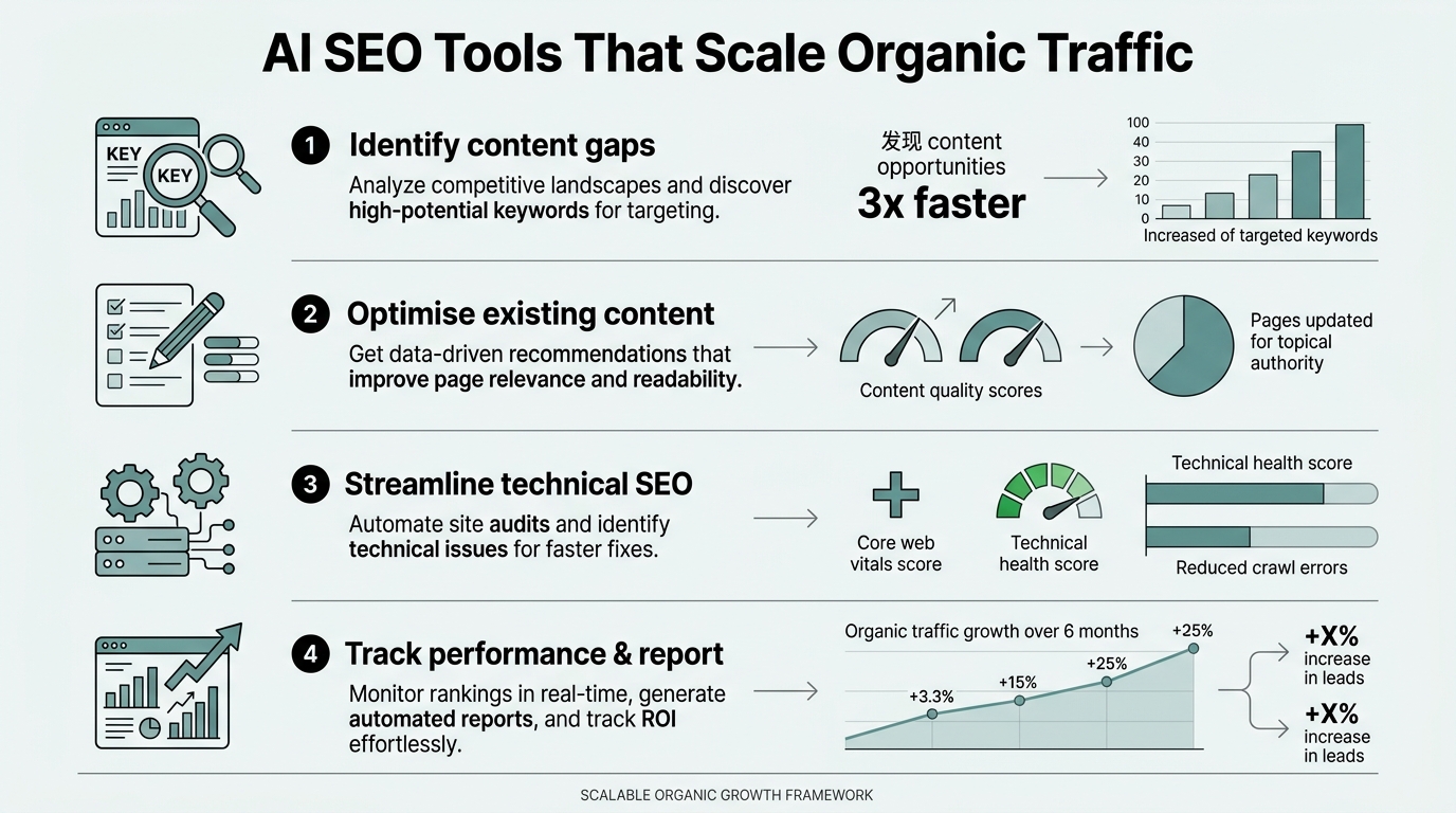 AI SEO Tools That Scale Organic Traffic infographic