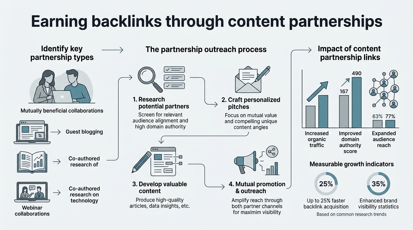Earning Backlinks Through Content Partnerships infographic