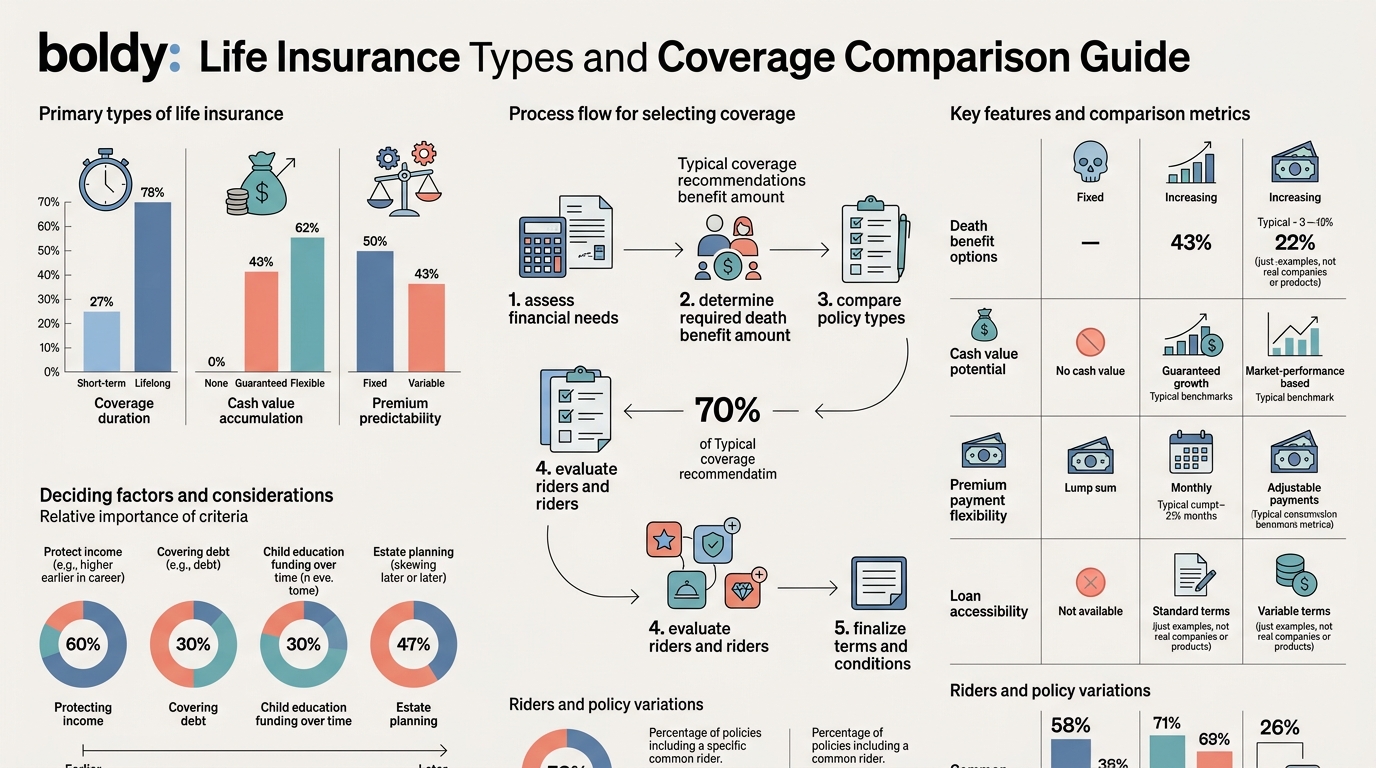 Life Insurance Types and Coverage Comparison Guide infographic